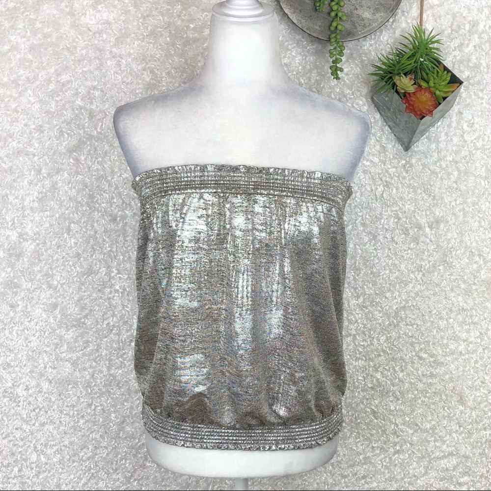 Anthro Mariah Metallic Burnout Tube Top M